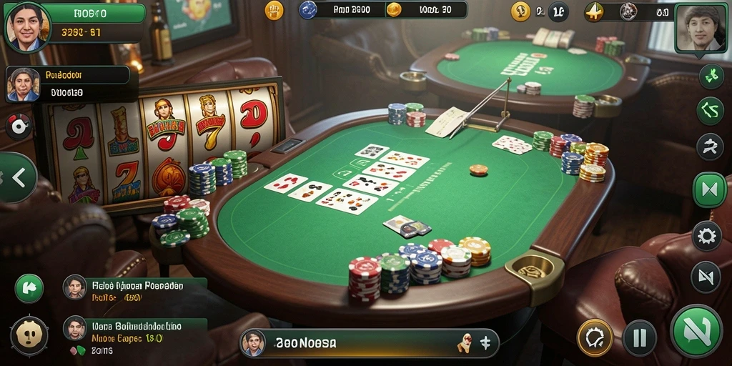 Tampilan menarik dari mesin slot bertema petualangan.
